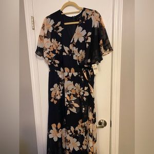 Lane Bryant Navy and Peach Faux Wrap Dress